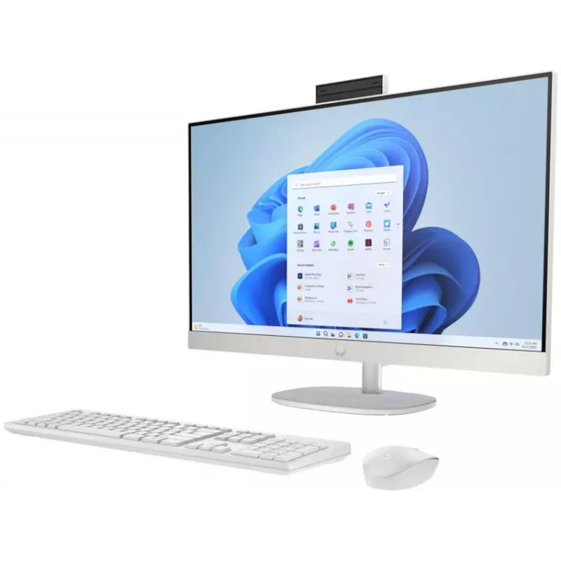 HP All-in-One 27-cr0024na Desktop PC, 27 inch Full HD IPS Display, Intel Core i7-1355U, 8GB DDR4 RAM, 512GB PCIe NVMe SSD, Windows 11 Home, Natural Silver (Refurbished)