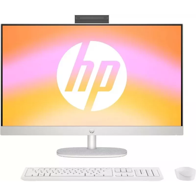 HP All-in-One 27-cr0024na Desktop PC, 27 inch Full HD IPS Display, Intel Core i7-1355U, 8GB DDR4 RAM, 512GB PCIe NVMe SSD, Windows 11 Home, Natural Silver (Refurbished)