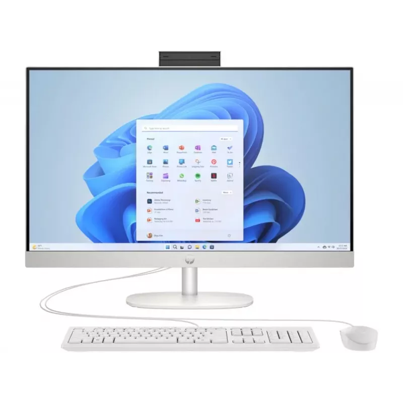 HP All-in-One 27-cr0042nf Desktop PC, AMD Ryzen 5 7520U, 16 GB RAM, 512 GB SSD, 27 inch Full HD IPS Display, Windows 11 Home, White (Refurbished)