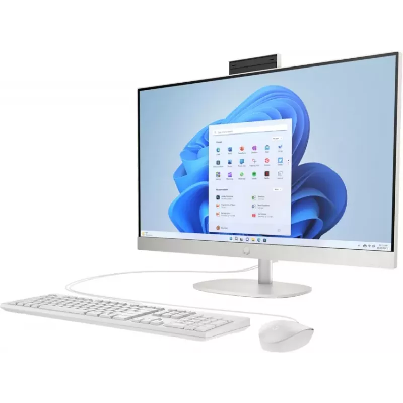 HP All-in-One 27-cr0042nf Desktop PC, AMD Ryzen 5 7520U, 16 GB RAM, 512 GB SSD, 27 inch Full HD IPS Display, Windows 11 Home, White (Refurbished)