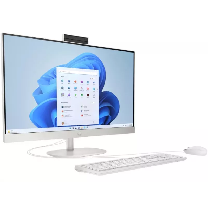 HP All-in-One 27-cr0042nf Desktop PC, AMD Ryzen 5 7520U, 16 GB RAM, 512 GB SSD, 27 inch Full HD IPS Display, Windows 11 Home, White (Refurbished)