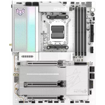 SAPPHIRE NITRO+ X870EA PHANTOMLINK P.E Mainboard, AMD X870E, Socket AM5, DDR5, Wi-Fi 7, White/Black