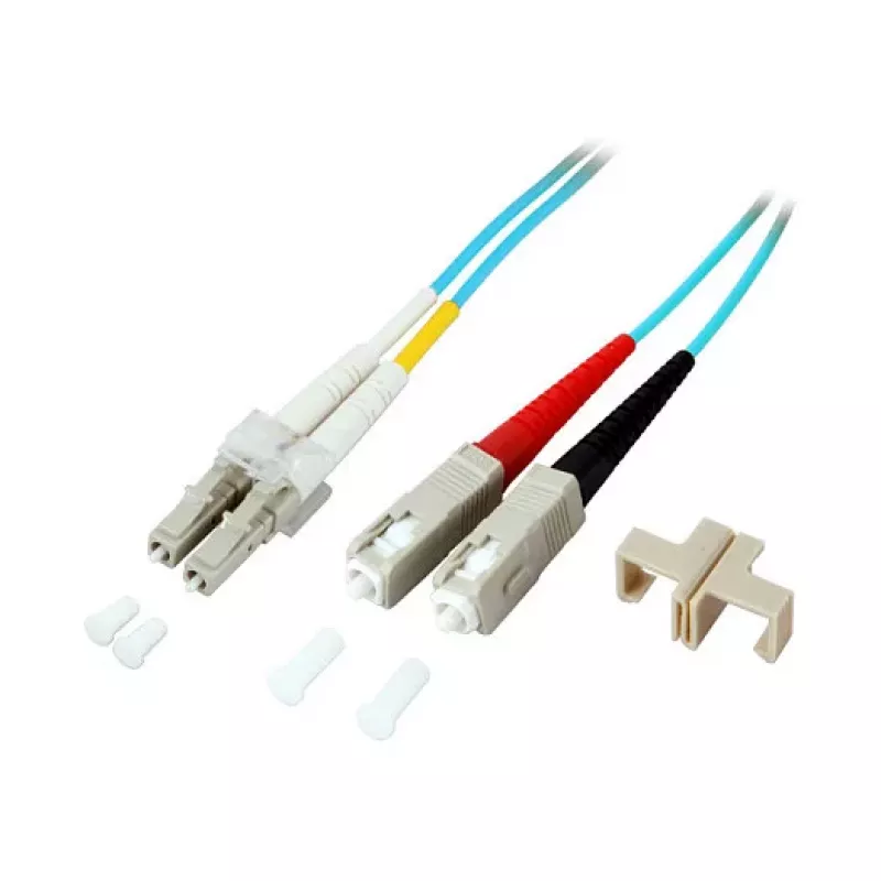 EFB Elektronik ECOFIBER Fiber Optic Patch Cable LC/UPC to LC/UPC Duplex OM3 1m LSZH Aqua
