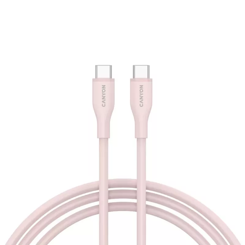 CANYON USB-C to USB-C Cable 60W 1m Silicone Pink Sand