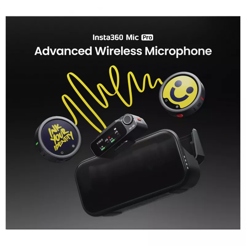 Insta360 Mic Pro (2 TX + 1 RX) - Digital Wireless Microphone System