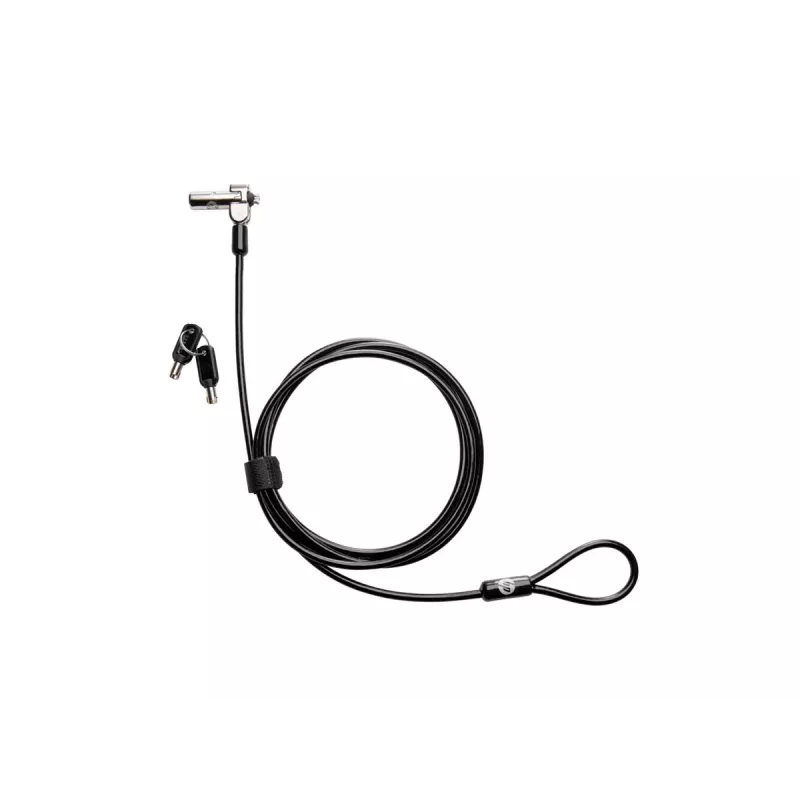 HP Nano MK Lock - Keyed Cable Lock for Kensington Nano Security Slot, 1.83m Galvanized Steel Cable, Black/Silver