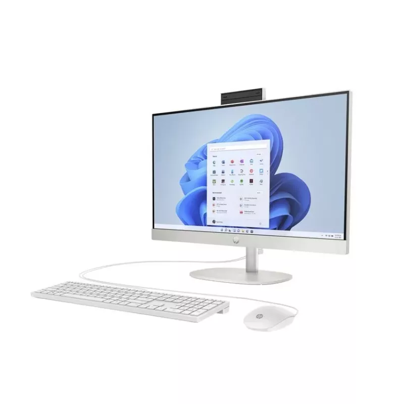 HP All-in-One 24-cr0048na Desktop PC, 23.8 inch FHD IPS Display, Intel Core i5-1334U, 8GB RAM, 512GB SSD, Windows 11 Home, White (Refurbished)