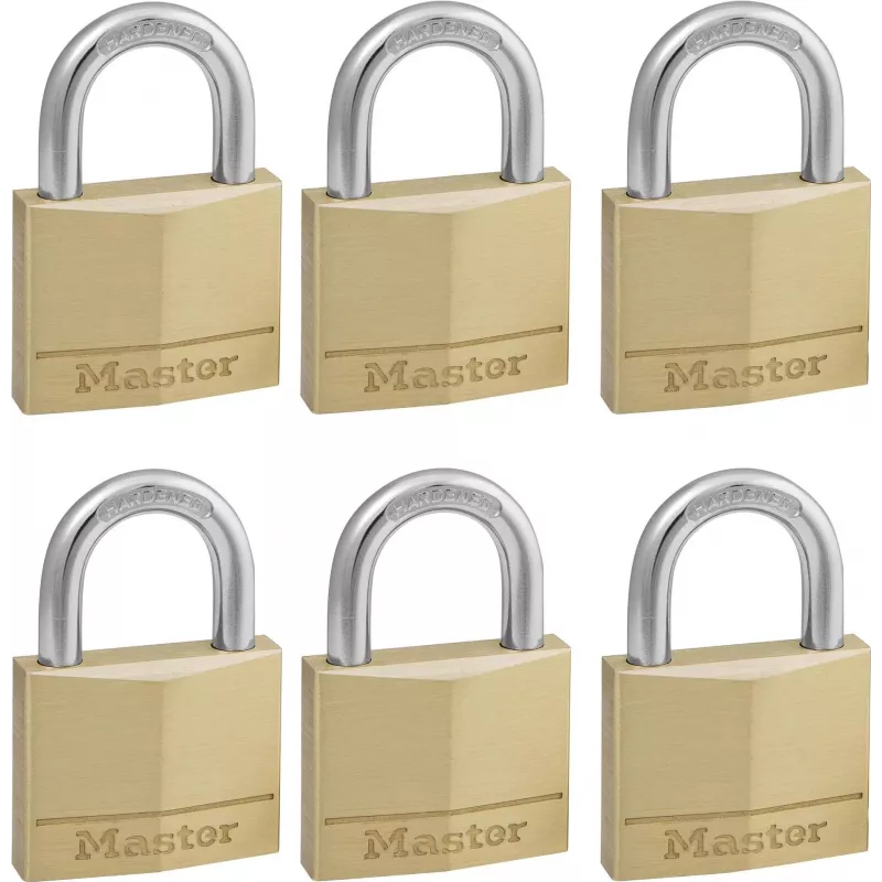 Master Lock 140EURSIX 6-Pack Keyed Alike Padlock Set 22mm Brass Body