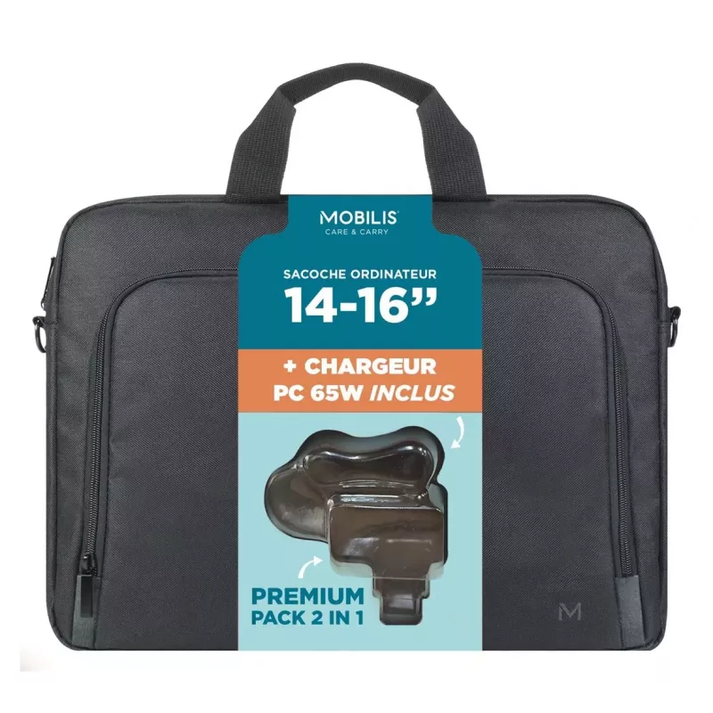 Mobilis TheOne Briefcase Toploading 14-16 + 65W Laptop Charger