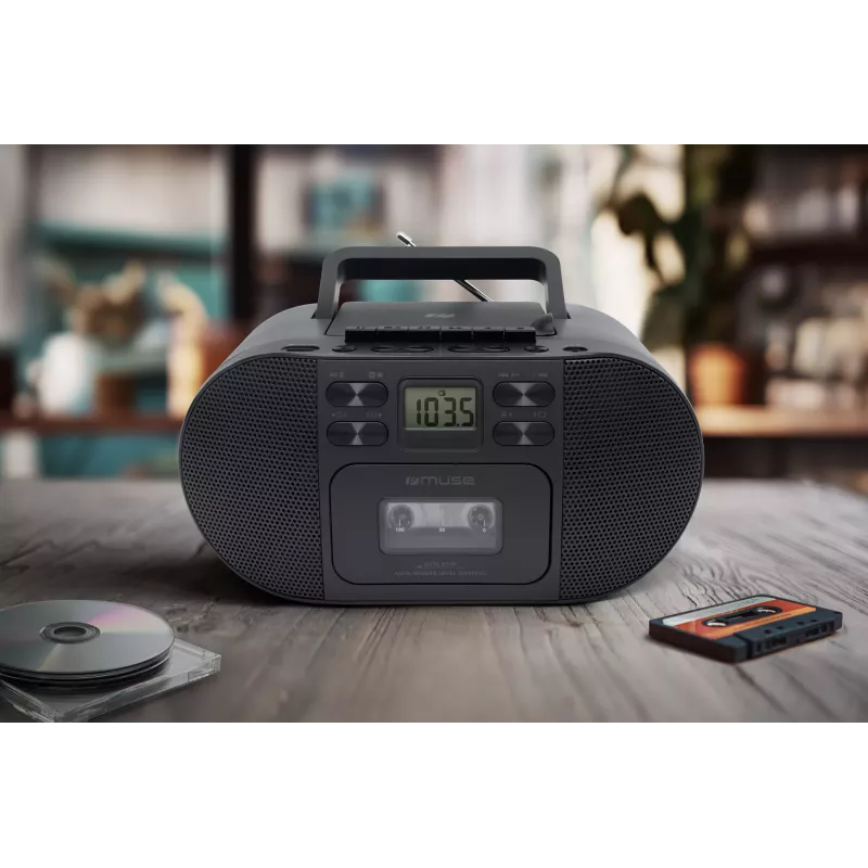 Muse M-188RDC CD Boombox with Bluetooth, FM Radio, USB, Black
