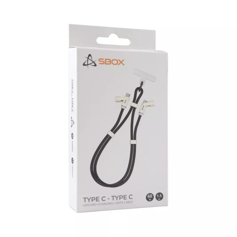 SBOX LANYARD BLACK USB-C to USB-C Cable 1.5m Black
