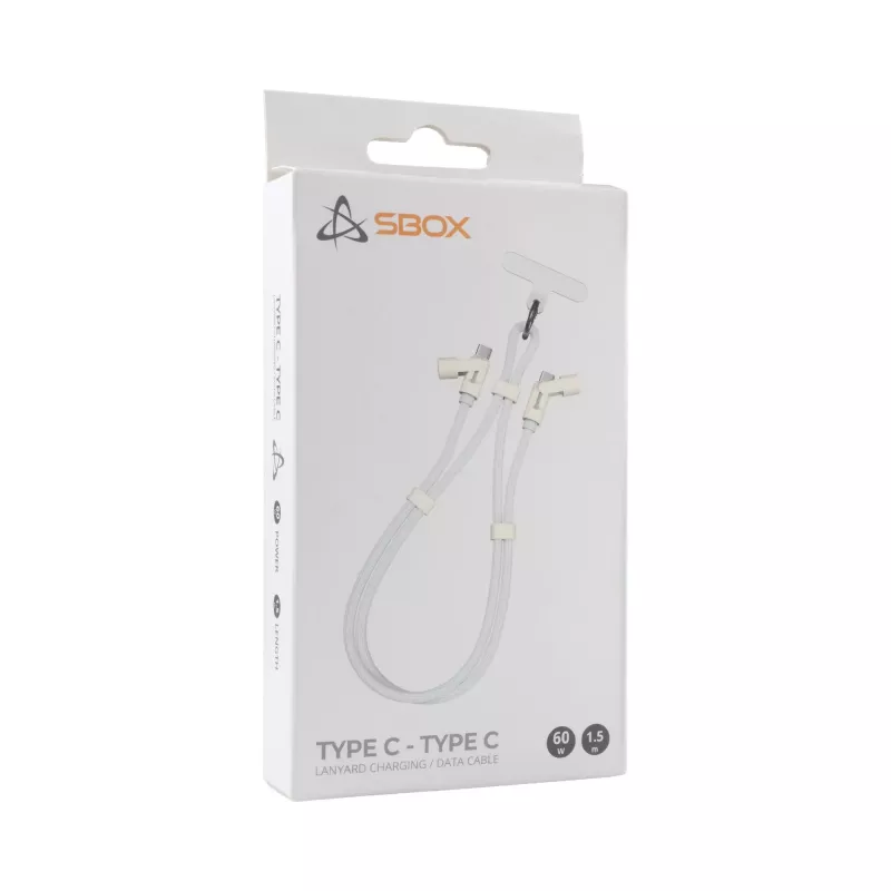 SBOX Lanyard White USB-C to USB-C Cable 1.5m White