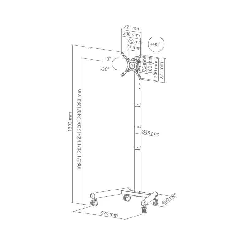 SBOX FS-622 LED TV Floor Mount 32-65 inch Black