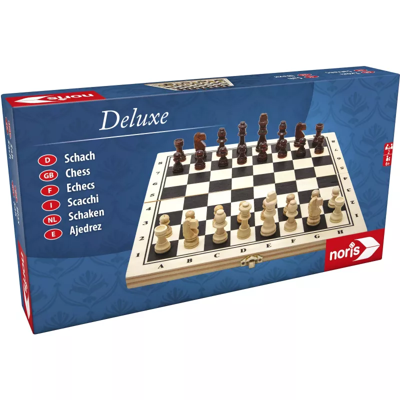 SIMBA-DICKIE Deluxe Wooden Chess Set - Folding Chess Cassette with Weighted Staunton Pieces