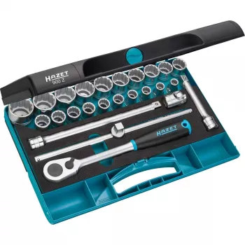 HAZET 900Z Socket Set - 1/2 Inch Drive - 25 Piece - Metric/Imperial - Chrome Vanadium Steel