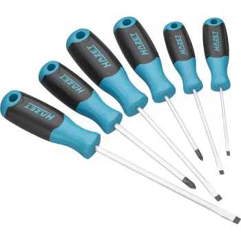 HAZET Screwdriver Set 811/6, 6-Piece, Blue/Black, Non-Slip