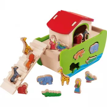 SIMBA-DICKIE Noah's Ark Wooden Plug-in Game (21 Pieces)