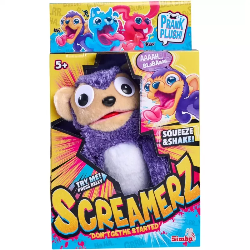 SIMBA ScreamerZ Monkey Plush Toy with Squeaker, Brown, 20 cm