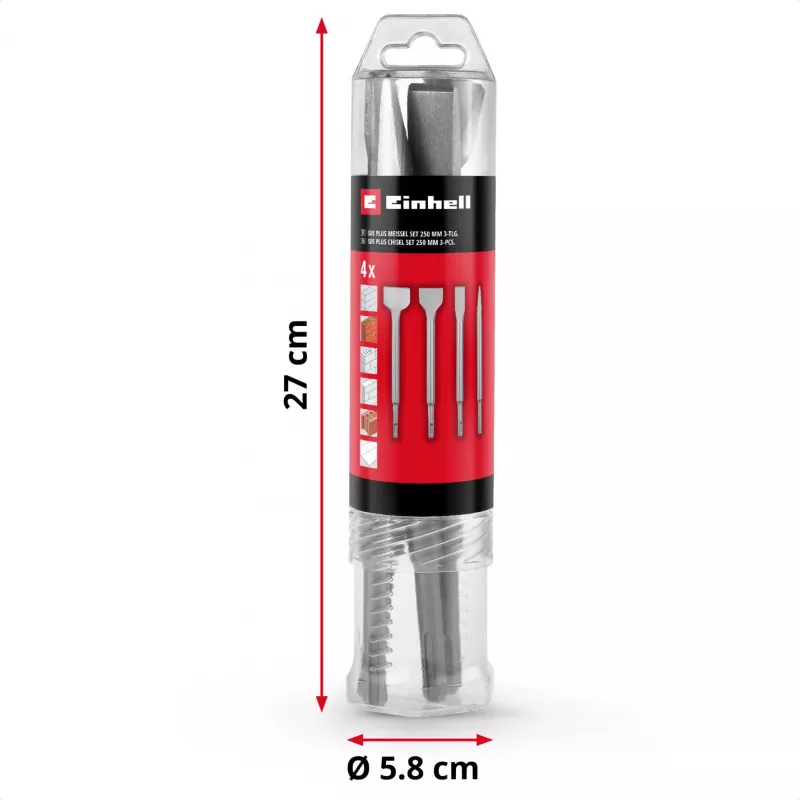 EINHELL-KWB SDS-plus Chisel Set 250mm, 4-Piece