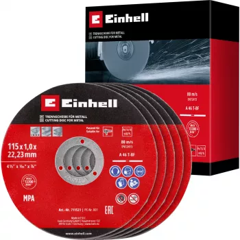EINHELL-KWB Thin Cutting Disc, Ø 115 x 1.0 mm, 5 Pieces (for Angle Grinder)