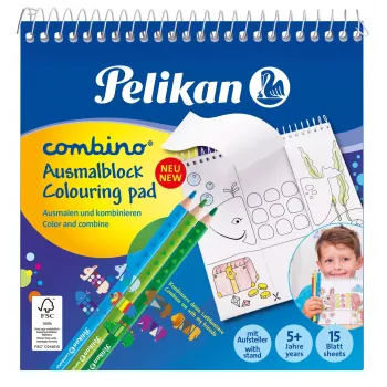 Pelikan 811231 Coloring Set, 15 Pages, Boys/Girls, Colored Pencils Included, Picture Set to Color