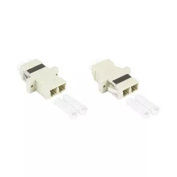 GoodConnections LC/UPC to LC/UPC Duplex Fiber Optic Adapter, OM2 Multimode, Ceramic Sleeve, Plastic Housing with Flange, Grey (LW-K202)