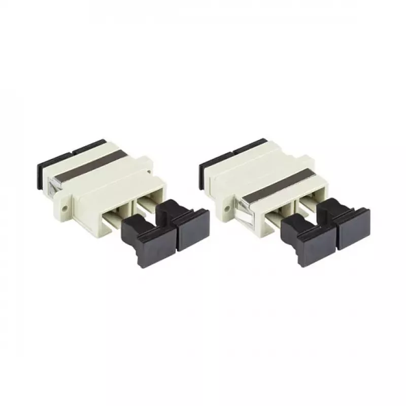 GoodConnections SC/UPC Duplex Fiber Optic Adapter, OM2 Multimode, Ceramic Sleeve, Plastic Housing, Flanged, Grey (LW-K207)