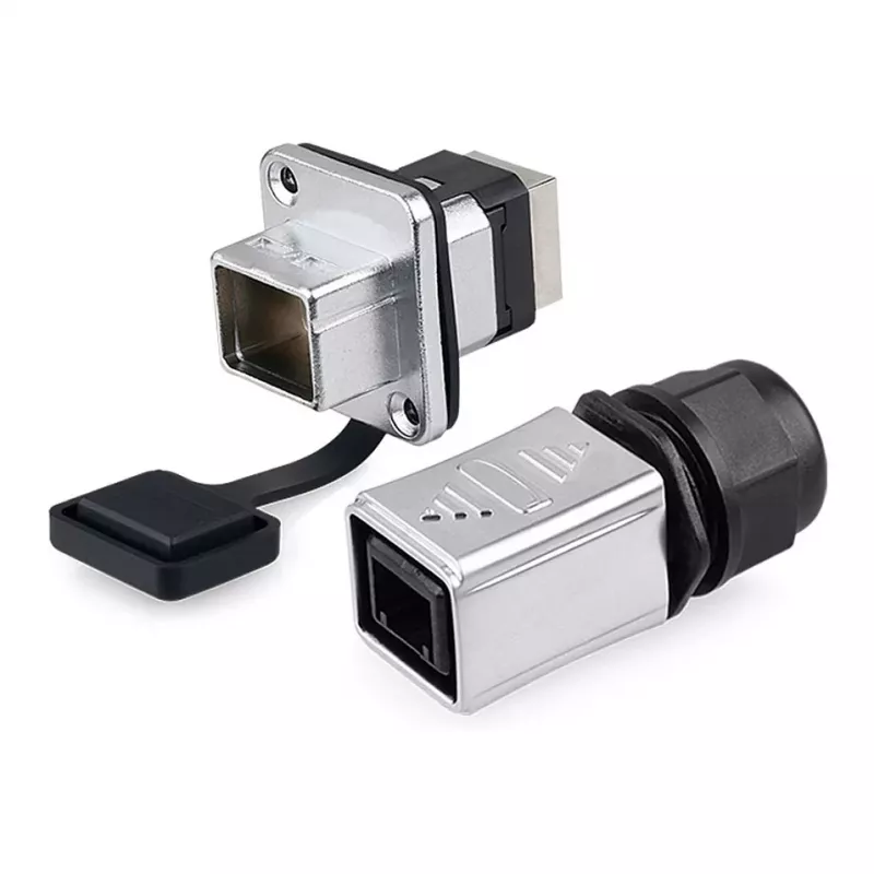 GoodConnections Industrial Connector S6 - Unpopulated Plug, RJ45 Cutout, Metal, Good Connections®