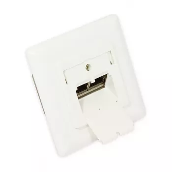 GoodConnections Cat.6A Network Wall Outlet, 2xRJ45, Shielded, Flush-Mounted, Design-Compatible, Vertical Cable Entry, Pearl White RAL1013 (GC-N0021)