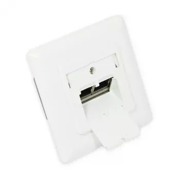 GoodConnections Cat. 6 Network Outlet, 2xRJ45, Shielded, Flush-Mounted, Design-Compatible, Vertical Cable Entry, Signal White (RAL 9003), GC-N0024