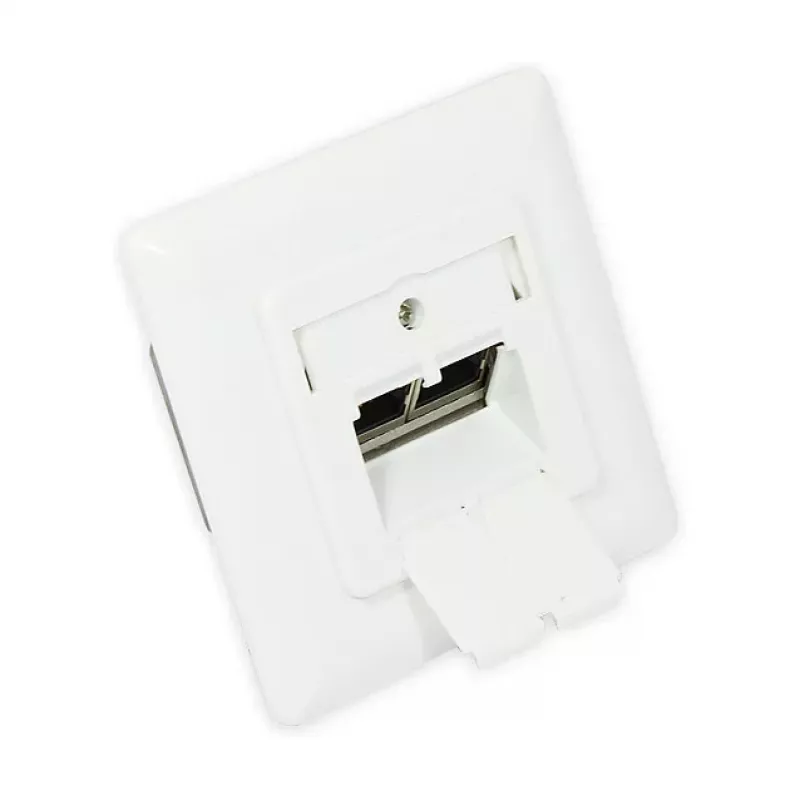 GoodConnections Cat. 6 Network Outlet, 2xRJ45, Shielded, Flush-Mounted, Design-Compatible, Vertical Cable Entry, Signal White (RAL 9003), GC-N0024