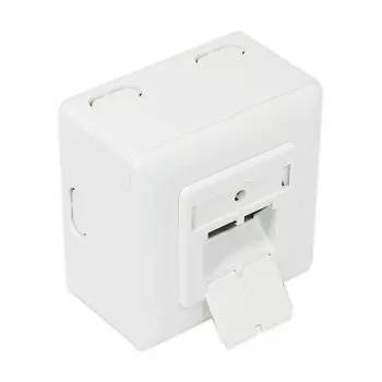 GoodConnections Cat.6 Network Socket, 2xRJ45, Shielded, Surface Mount, Vertical Cable Entry, Signal White RAL9003 (GC-N0026)