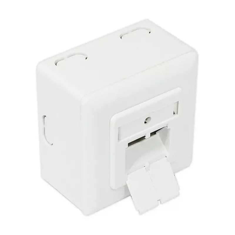 GoodConnections Cat.6 Network Socket, 2xRJ45, Shielded, Surface Mount, Vertical Cable Entry, Signal White RAL9003 (GC-N0026)
