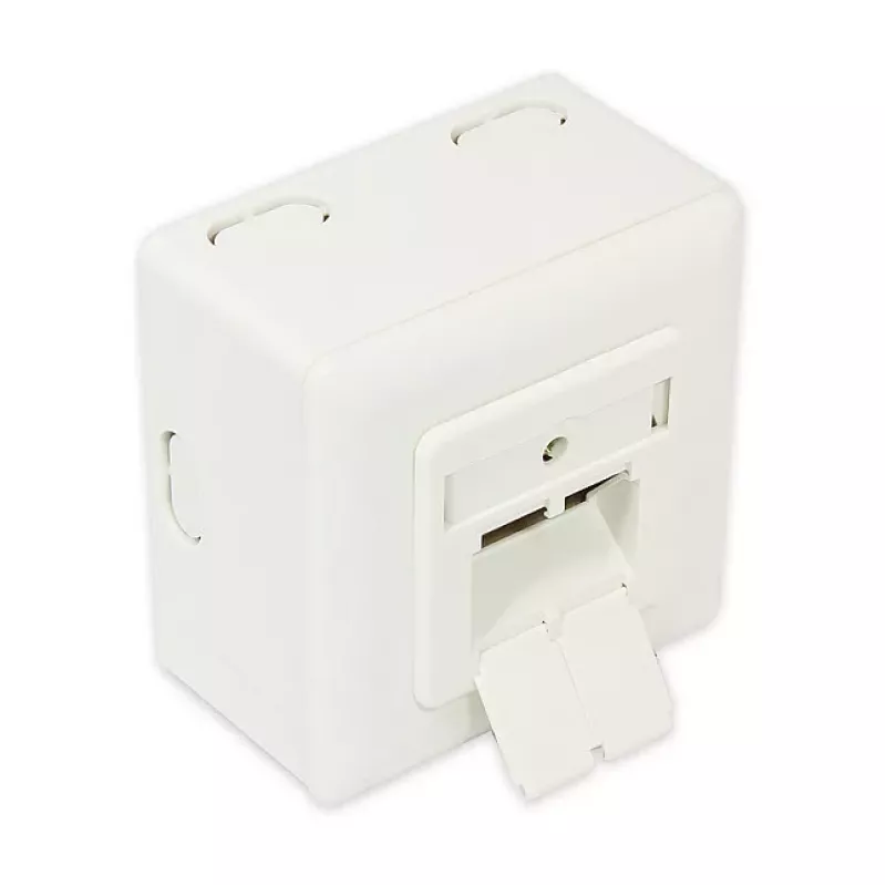 GoodConnections Cat.6 Network Wall Outlet, 2xRJ45, Shielded, Surface Mount, Pearl White RAL1013, GC-N0027