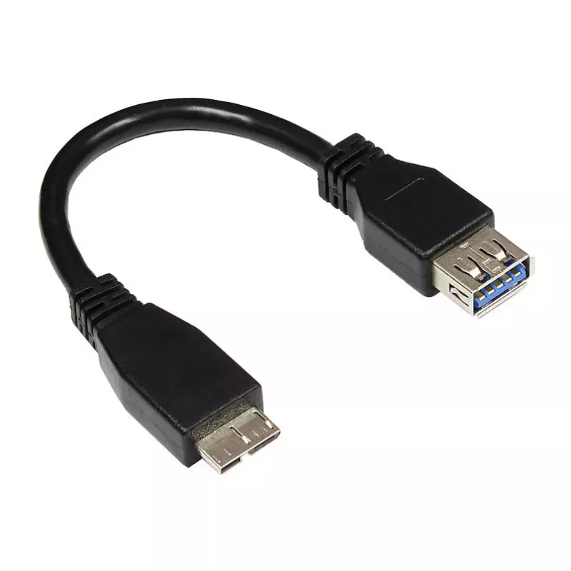 GoodConnections USB 3.0 OTG Adapter Cable, Micro USB B Male to USB-A Female, Black, 0.1m