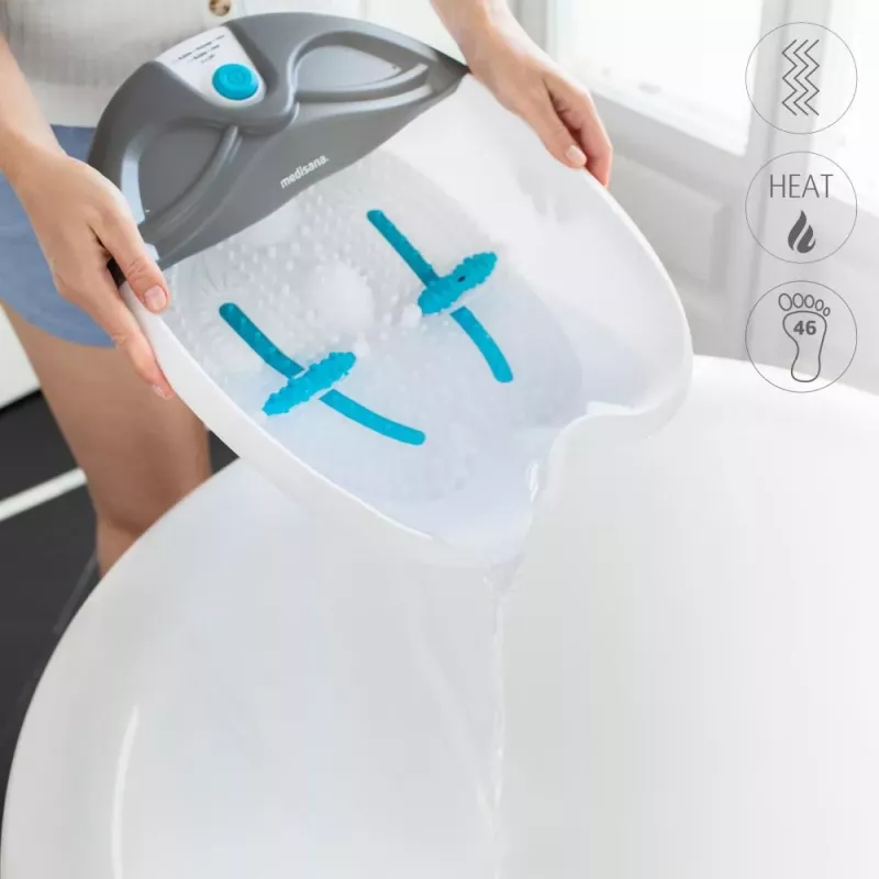 MEDISANA FS 350 Foot Spa with Bubble and Vibration Massage, Heating, Rollers, Pedicure Attachments