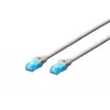 DIGITUS CAT 5e U/UTP Patch Cable, 0.5 m, Grey, RJ45, Gold-Plated, Snagless