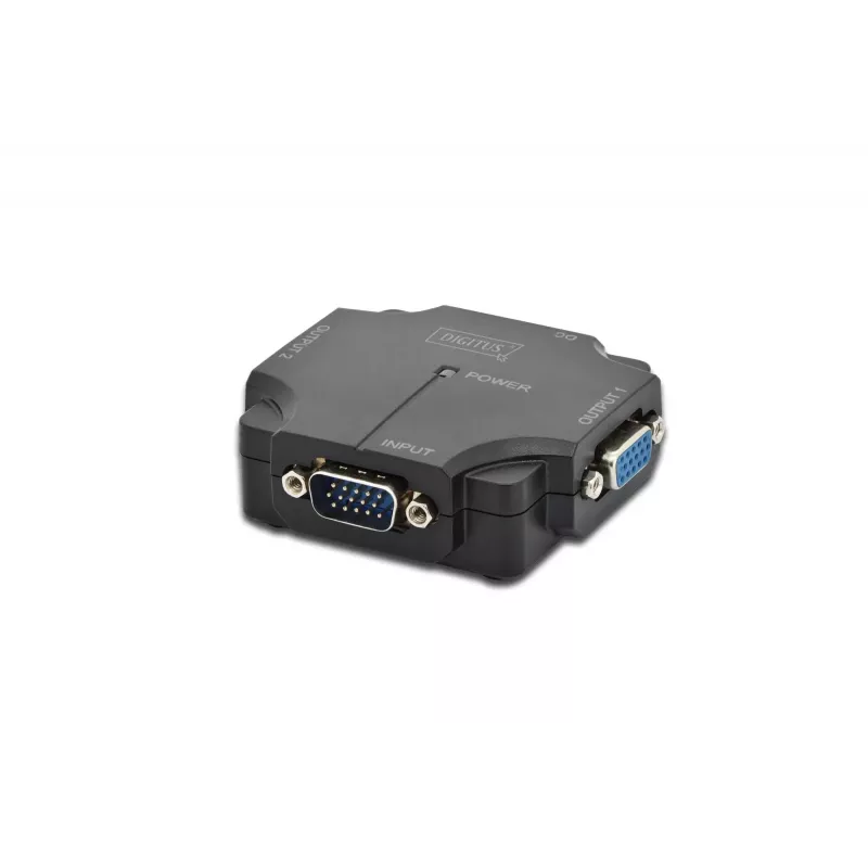 DIGITUS DS-41120-1 VGA Splitter 2-Port Plastic Housing 350 MHz HDSUB 15/M to 2x HDSUB 15/F 1080p