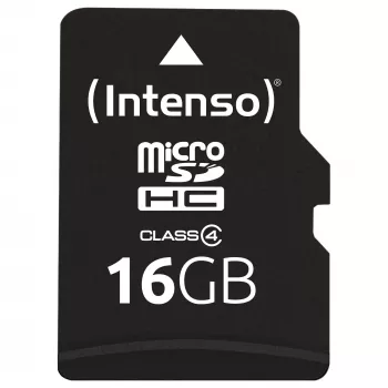 Intenso 16GB MicroSDHC Class 4 Memory Card with SD Adapter, Up to 21 MB/s Read Speed, Black