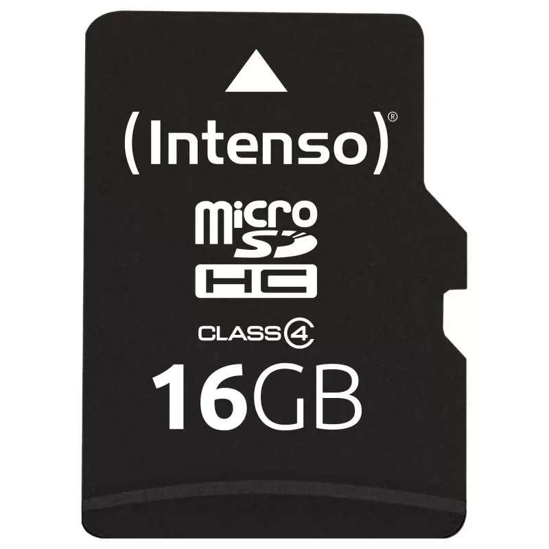 Intenso 16GB MicroSDHC Class 4 Memory Card with SD Adapter, Up to 21 MB/s Read Speed, Black
