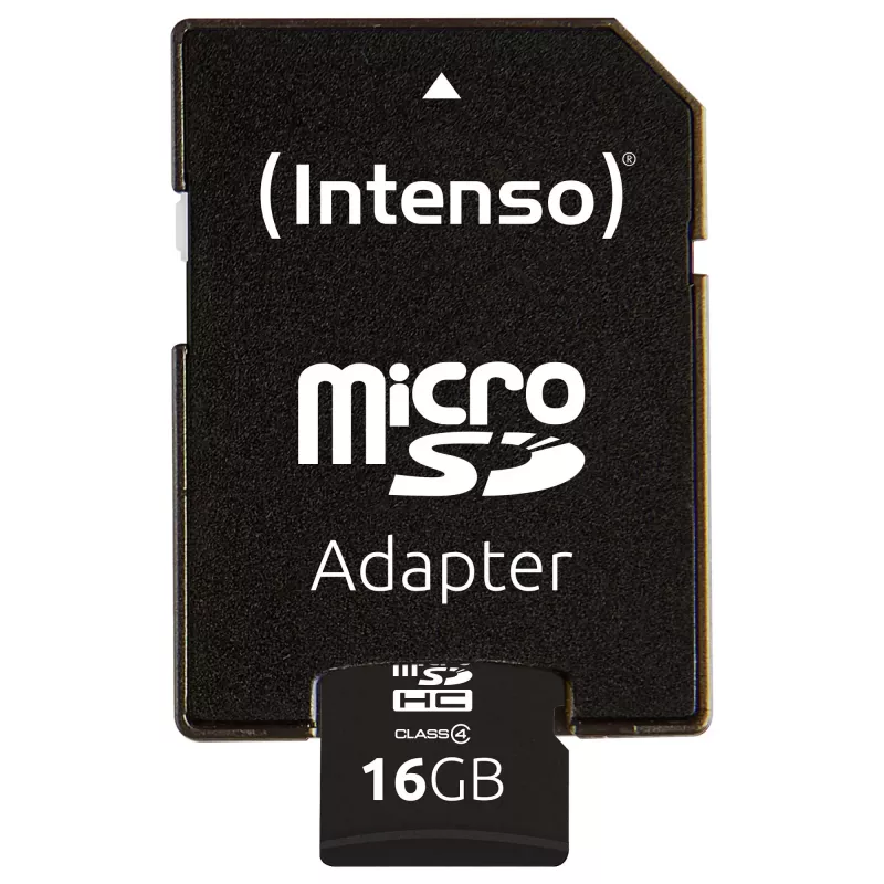Intenso 16GB MicroSDHC Class 4 Memory Card with SD Adapter, Up to 21 MB/s Read Speed, Black