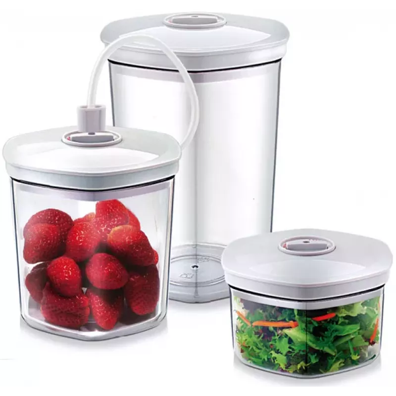 Caso Vacuum Canister Set 3-Piece White/Transparent 01260