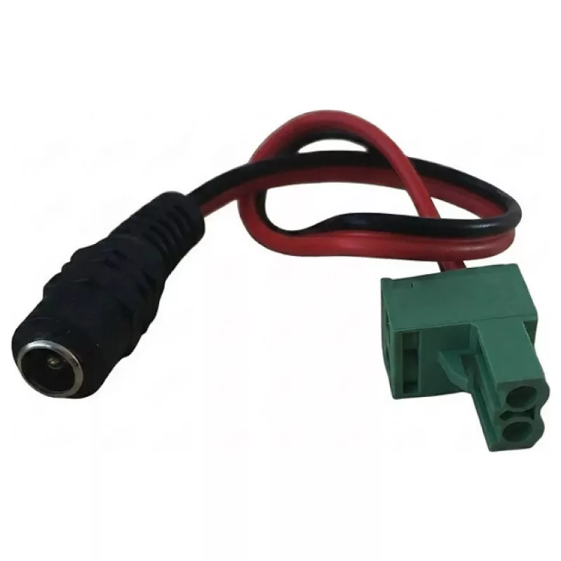 Synergy 21 LED DC Power Jack to KEFA Phoenix Compatible Adapter Cable, 5.5x2.1mm Female to 2-Pin Male Plug, 15cm, Black