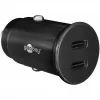 GOOBAY Dual-USB-C PD Auto Fast Charger (Power Delivery), Black - 30W (12/24V) Suitable for Devices with USB-C
