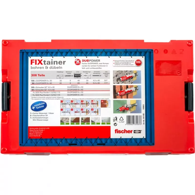 Fischer FIXtainer Drill and Plug Assortment Box 160 Pieces