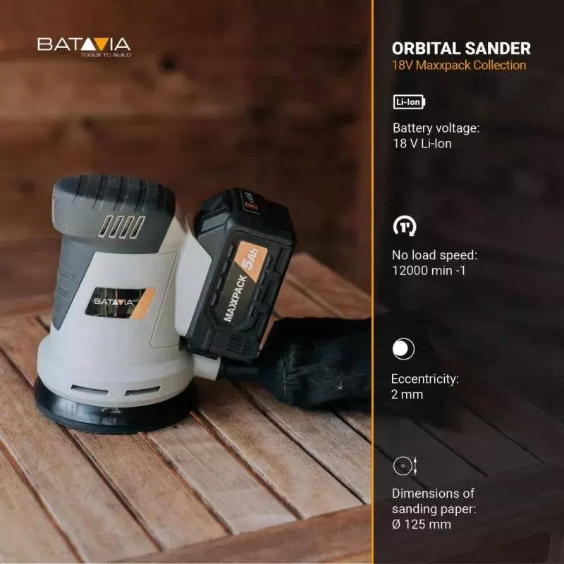 Batavia 18V Cordless Random Orbital Sander 125 mm (Bare Tool)