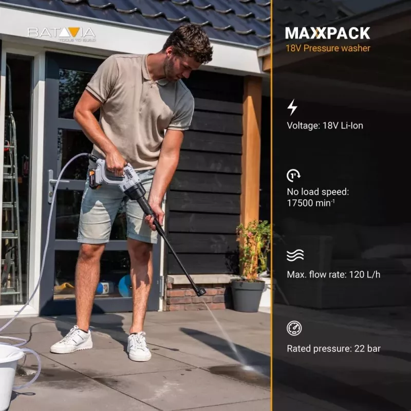 Batavia 18V Cordless Pressure Washer 22 bar (320 PSI) - Tool Only (Battery & Charger Not Included)
