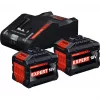 BOSCH EXPERT Starter Set 18V, 2x EXBA 18V-150 + Charger EXAL18V-160 (Black, 2x Li-Ion Battery 15Ah, AMPShare Alliance)