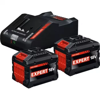 BOSCH EXPERT Starter Set 18V, 2x EXBA 18V-150 + Charger EXAL18V-160 (Black, 2x Li-Ion Battery 15Ah, AMPShare Alliance)