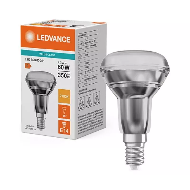 OSRAM R506036 4.3W 827 E14 P LED Reflector Lamp 350 lm 2700K Warm White